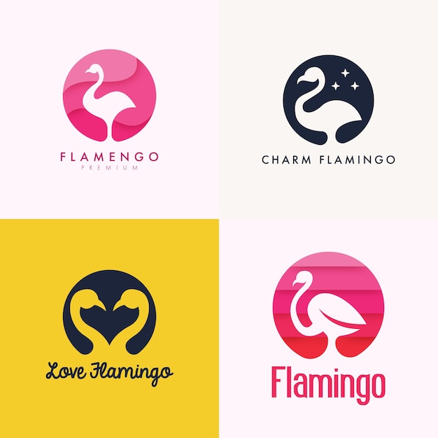 Collection De Concept De Logo Flamant Rose