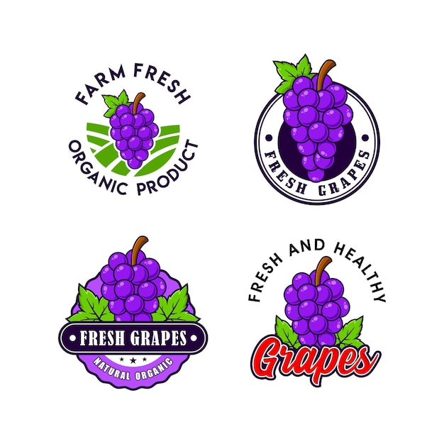 Vecteur collection de conception du logo des raisins