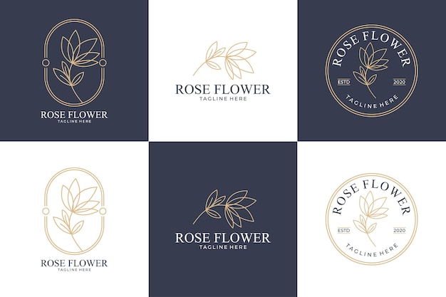 Collection de conception de logo d'art de ligne de fleur de beauté