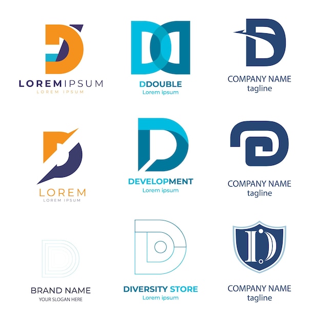 Collection de conception de logo créative de la lettre D