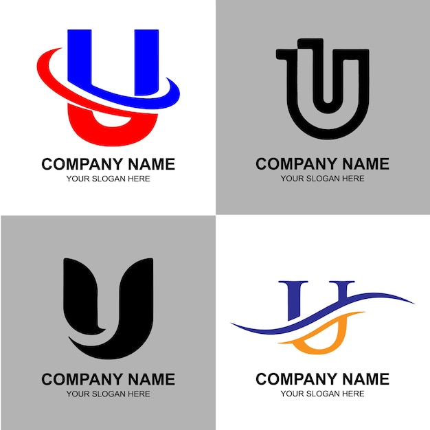 Collection de conception de logo d'entreprise d'identité de marque de vecteur de lettre u