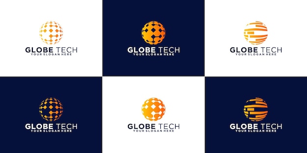 Collection De Conception De Logo De Globe De Technologie