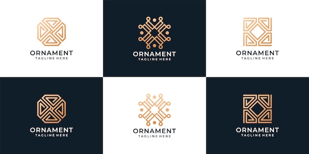 Collection De Conception De Logo D'ornement Minimaliste Doré.