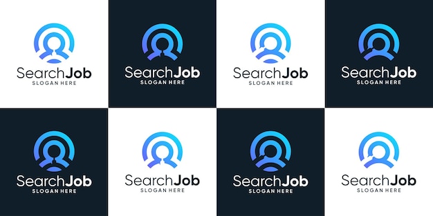 Vecteur collection de conception de logo de recherche d'emploi avec loupe graphique de conception de logo d'emploi ou d'employé