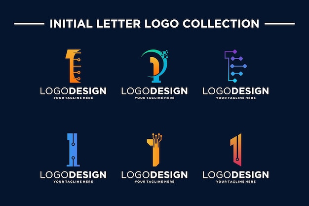 Collection De Conception De Logo De Technologie Numérique Numéro 1
