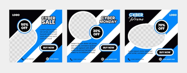 Collection De Conception De Modèles De Publication De Médias Sociaux De Vente Cyber Monday Minimaliste