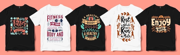 Collection De Conception De T-shirt De Vie Saine Pour L'impression. Typographie De Citations Inspirantes De La Journée De La Santé