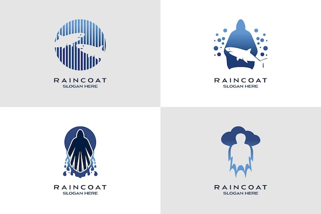 Une collection de conceptions de logo d'illustration de manteau de pluie avec des concepts créatifs