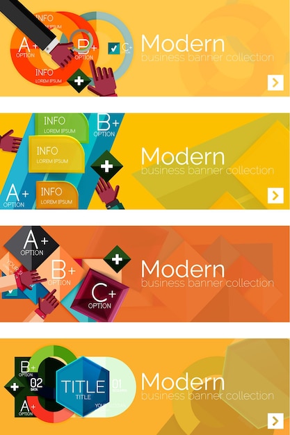 Collection de concepts d'infographie web plat et bannières divers ensemble universel