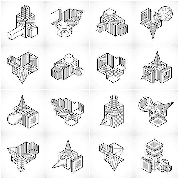 Collection de constructions d'ingénierie, ensemble de vecteurs abstraits.