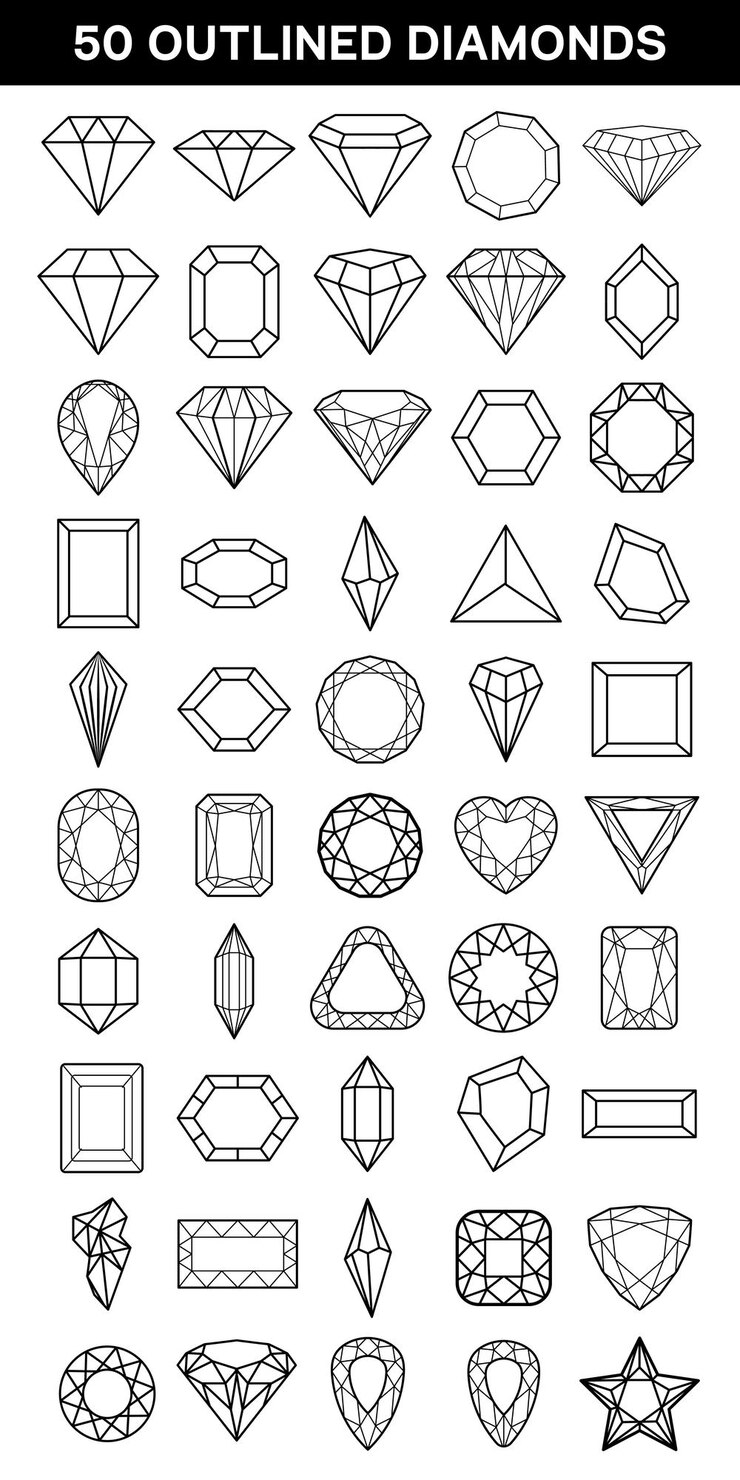 Vecteur collection de contours de diamants vecteur