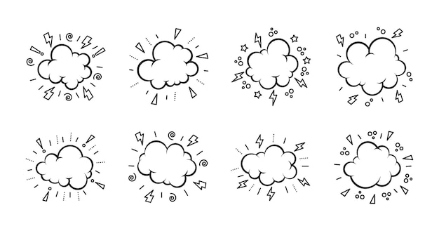 Collection De Contours De Nuages De Bandes Dessinées