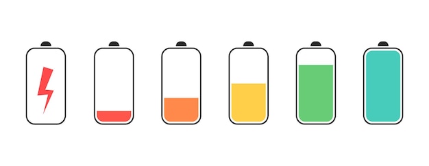 Collection de couleurs de la puissance de la batterie Niveau de batterie défini