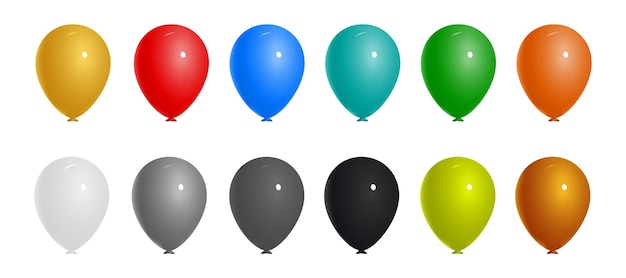 Collection De Couleurs Réalistes De Ballons Volants D'anniversaire Pour La Fête Et Les Célébrations Isolées