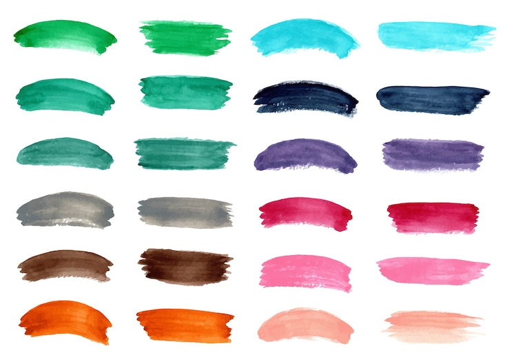 Vecteur collection de coups de pinceau abstrait aquarelle coloré