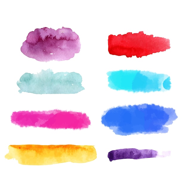 collection de coups de pinceau à aquarelle colorés
