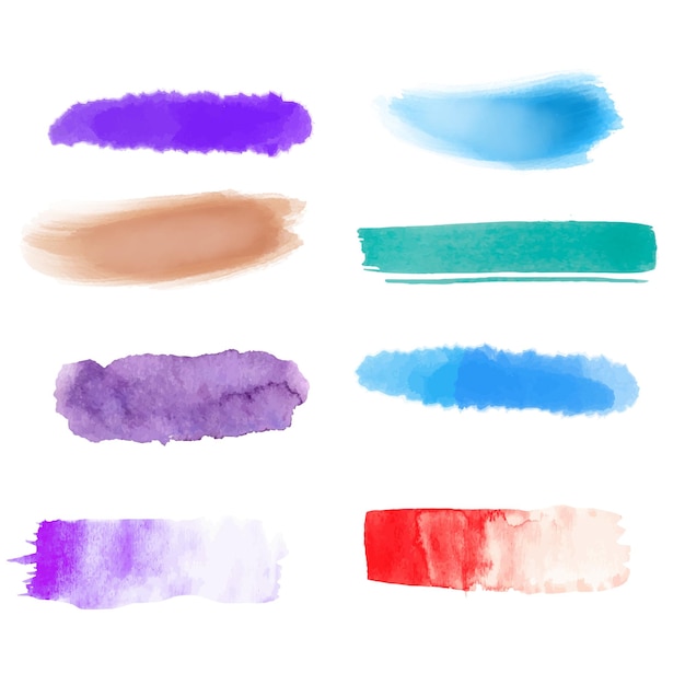 collection de coups de pinceau à aquarelle colorés