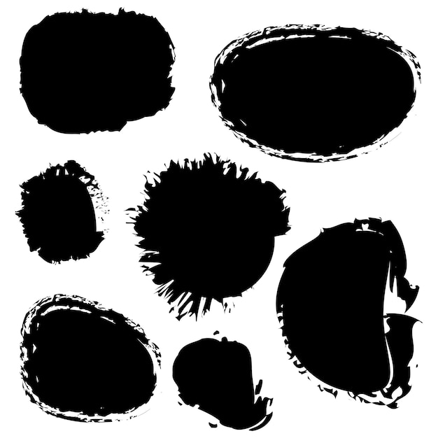 Collection de coups de pinceau à l'encre et de pinceaux à l'aquarelle de style peinture grungy noire dans l'ensemble