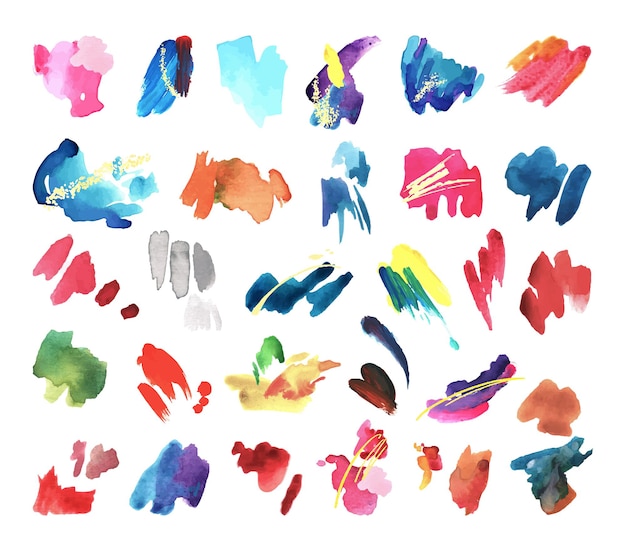 Vecteur collection de coups de pinceau multicolores