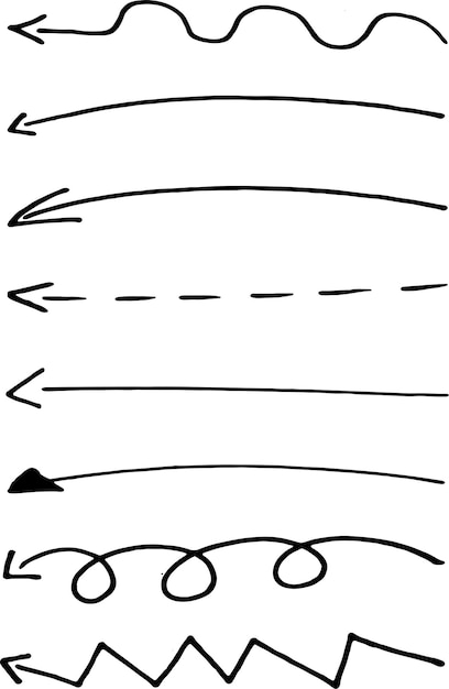 Collection de croquis dessinés à la main avec des flèches et des griffons