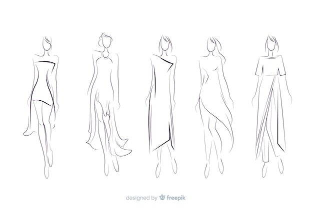 Collection De Croquis De Mode Dessinés à La Main