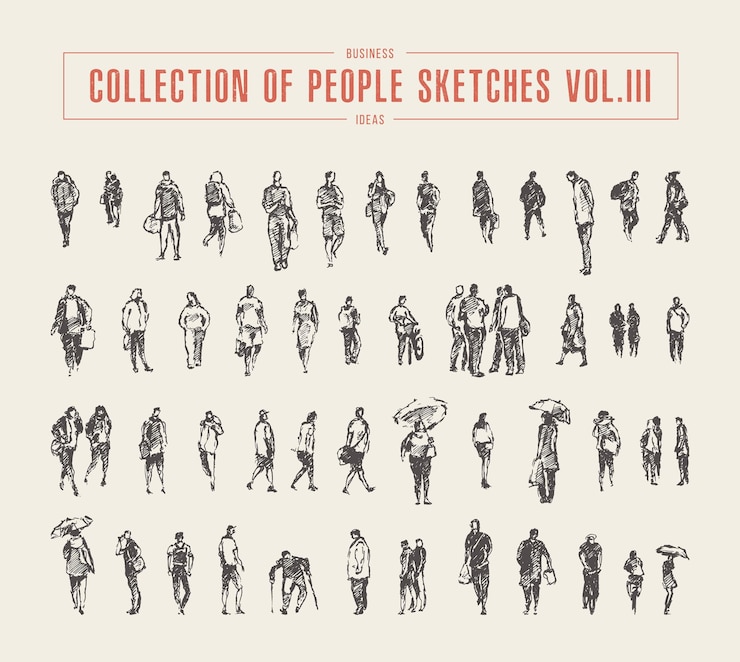 Vecteur collection de croquis de personnes