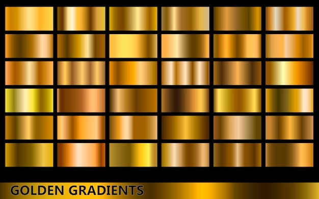 Vecteur collection de dégradés dorés plus foncés, avec plusieurs types de couleurs dorées