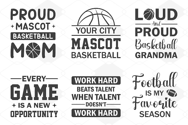 Vecteur collection de design de t-shirts de basket-ball basket-ball svg ballon de paquet quotes svg