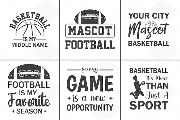 Vecteur collection de design de t-shirts de football basket svg ballon bundle cites svg