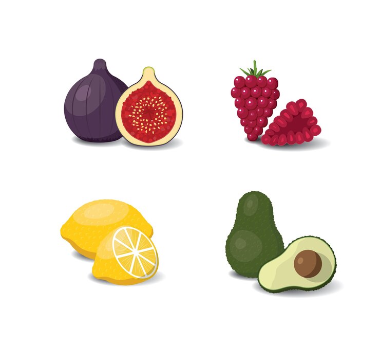 Vecteur collection de dessins animés de fruits illustration vectorielle de produits végétaliens