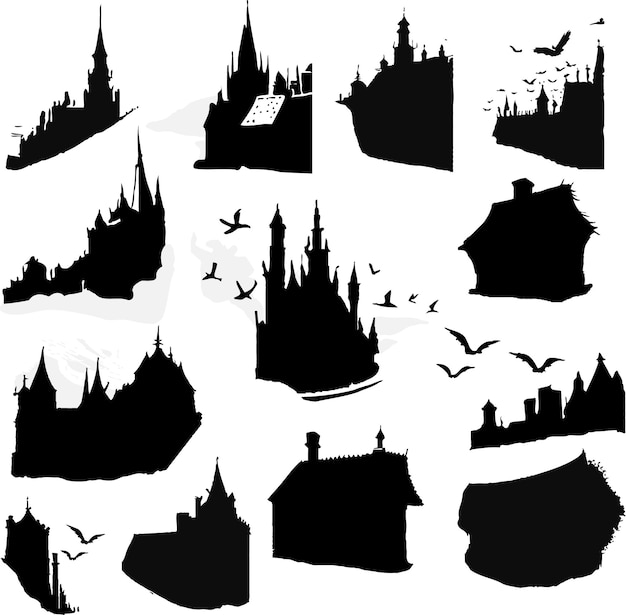 Une collection de dessins comprenant château et château.