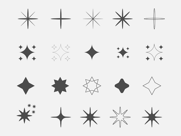 une collection de dessins différents comprenant des étoiles des étoiles et le mot x