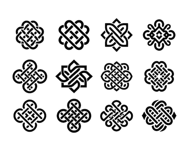 Vecteur collection de dessins d'illustration de noeuds celtiques