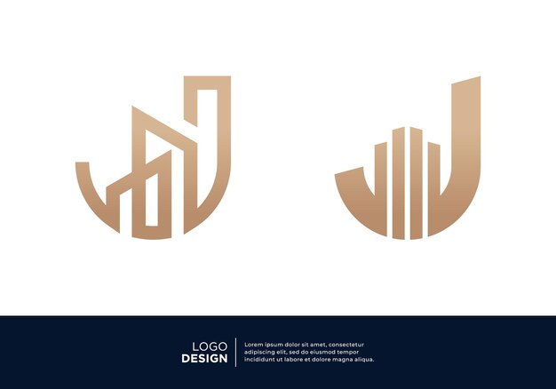 Collection de dessins de logos immobiliers à la lettre J