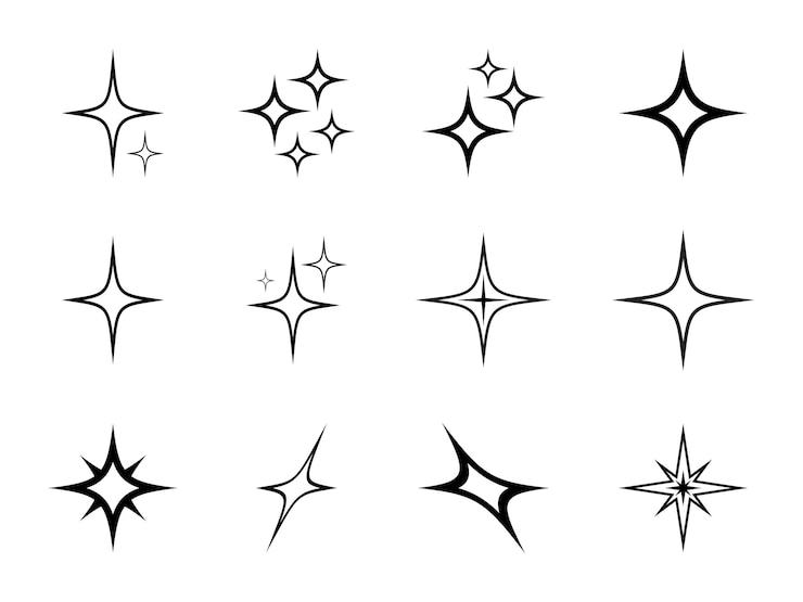 Vecteur collection de dessins vectoriels d'art en ligne brillants et étincelants