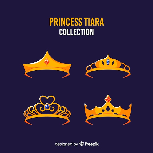 Collection de diadème princesse doré plat