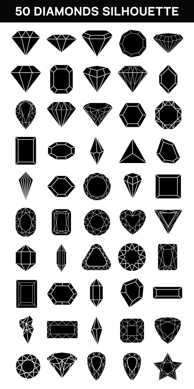 Vecteur collection de diamants silhouette vecteur