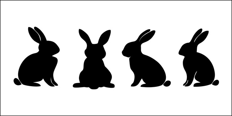 Vecteur collection de différentes icônes d'illustration de silhouettes de lapins