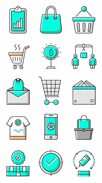 une collection de différentes icônes pour le magasin