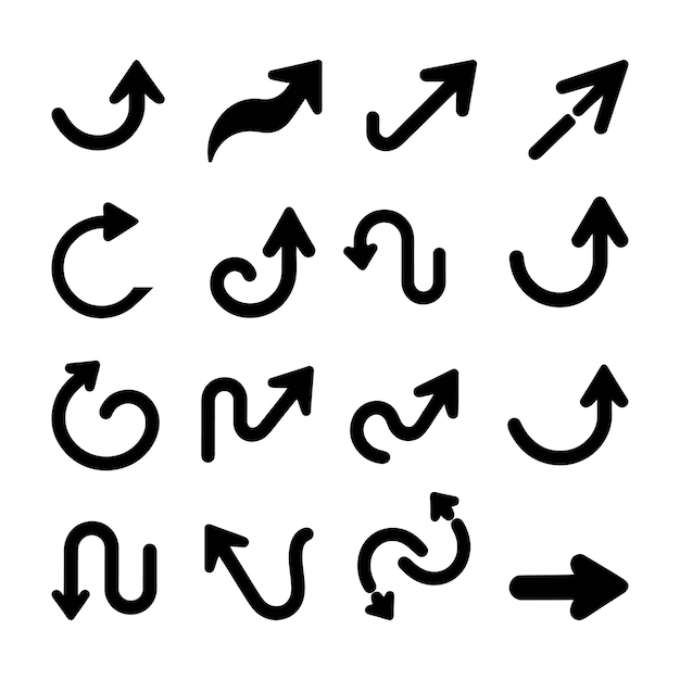 Collection de différentes illustrations de vecteurs de flèches