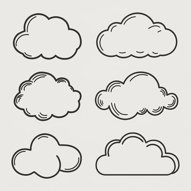 Vecteur une collection de différentes images de nuages et les mots quot différents quot