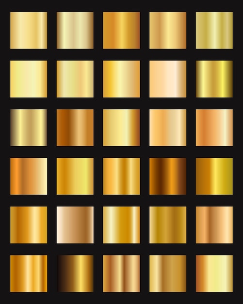 Collection de différentes palettes de couleurs au dégradé doré