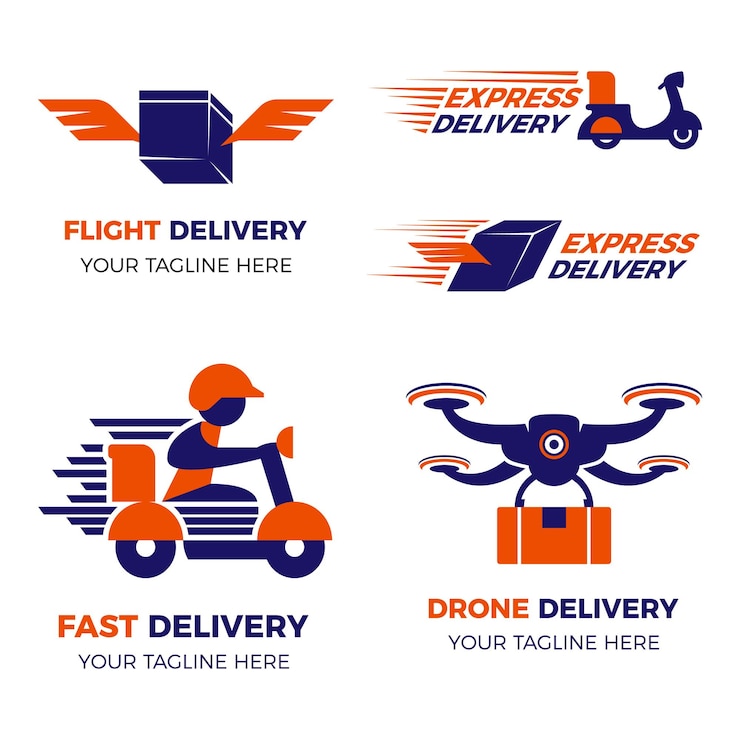 Vecteur une collection de différents logos pour le service de livraison rapide