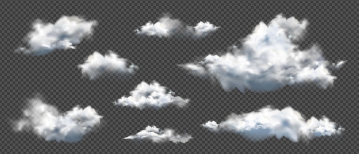 Vecteur collection de différents nuages réalistes