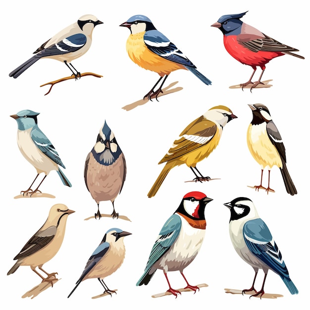 Vecteur collection de différents types d'oiseaux