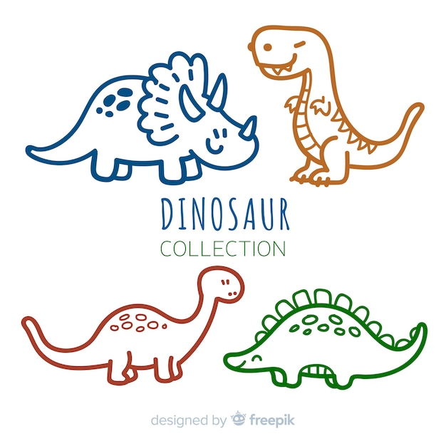 Collection De Dinosaures Dessinés à La Main