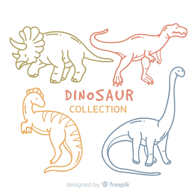 Collection De Dinosaures Dessinés à La Main