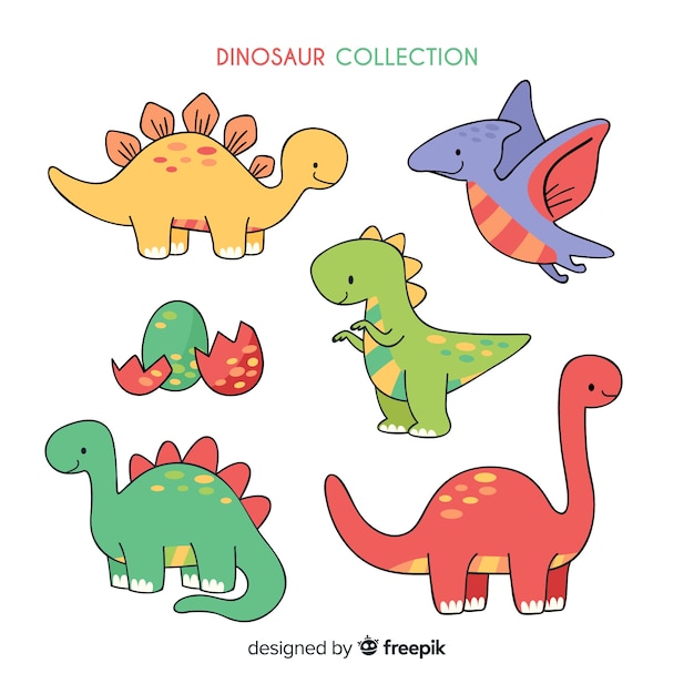 Vecteur collection de dinosaures dessinés à la main