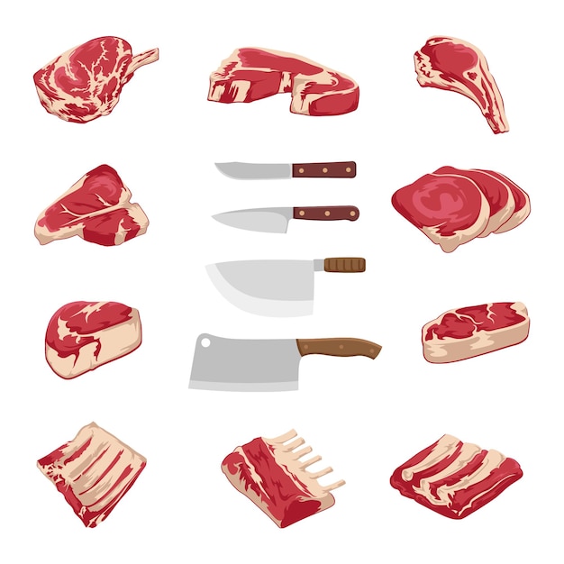 Une collection de diverses coupes de viande dans une boucherie