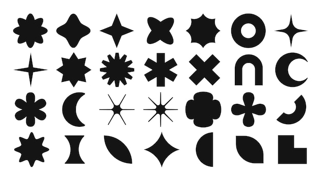 Collection de diverses formes géométriques et abstraites noires